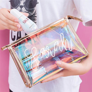 Bridesmaid Clear Makeup Bag with Gold Zipper