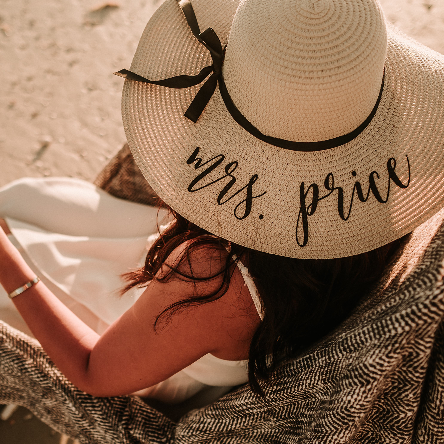 Personalized Mrs. Beach Floppy Hat in Natural