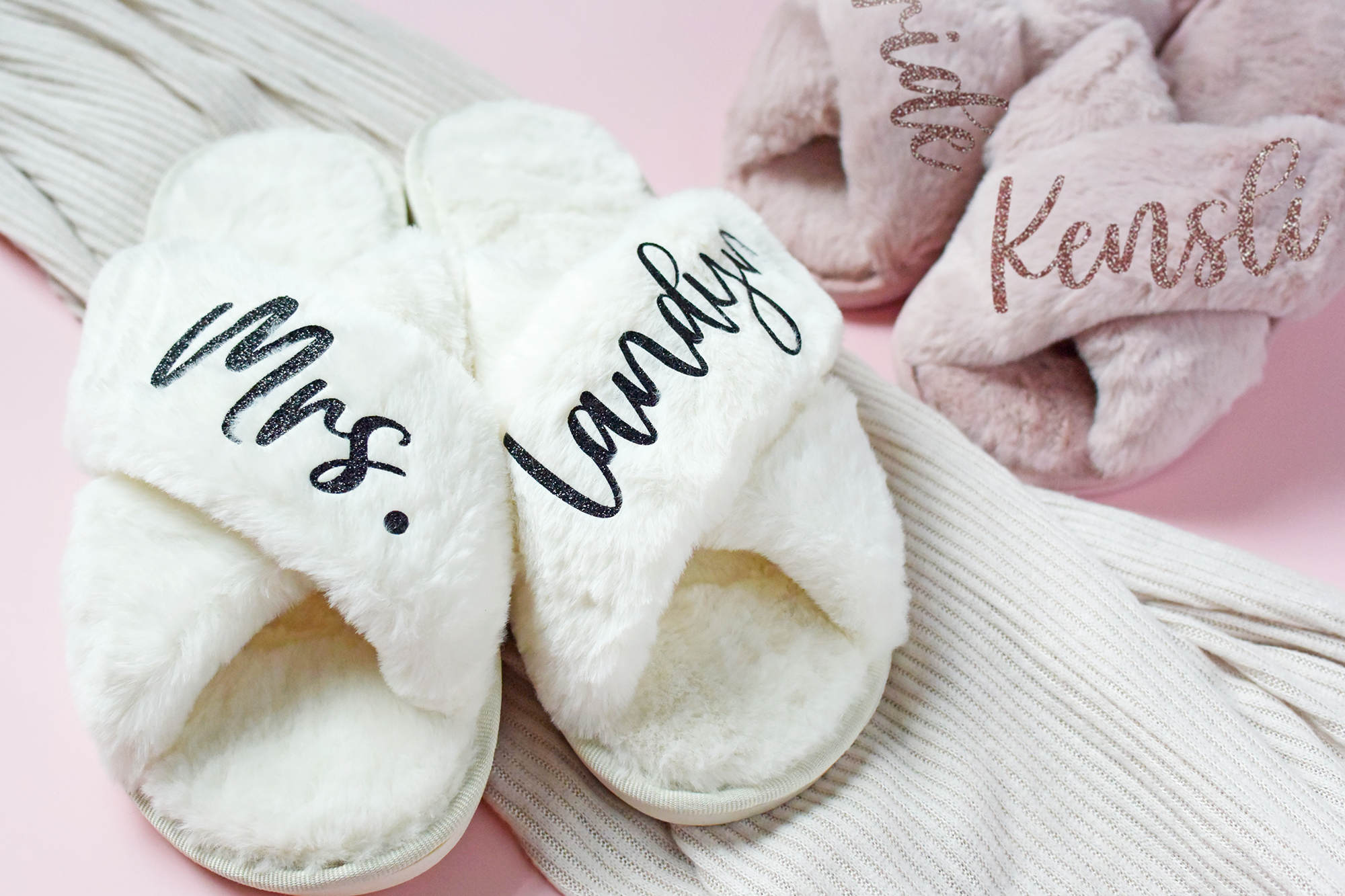 Personalized Fluffy Bridal Slipper Melody Faye